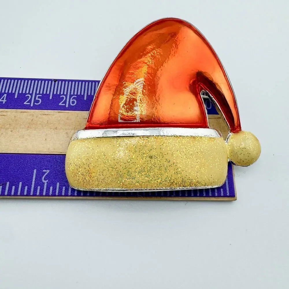 Vintage Santa Hat Brooch Festive Holiday Classic Christmas Gift Red Pin